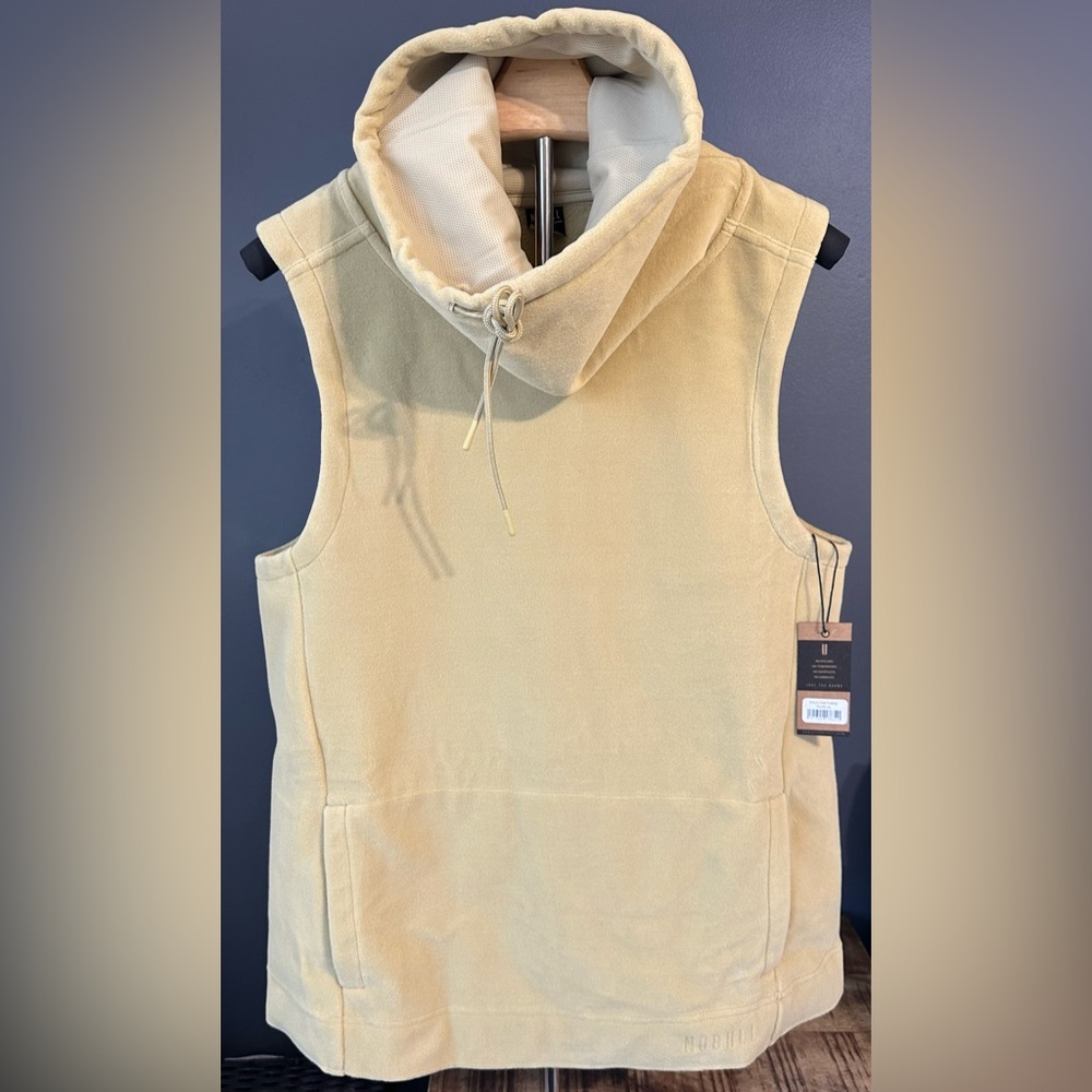 NWT NOBULL Women’s Sleeveless Polartec Cowl Fleece Hoodie - XS - Taupe